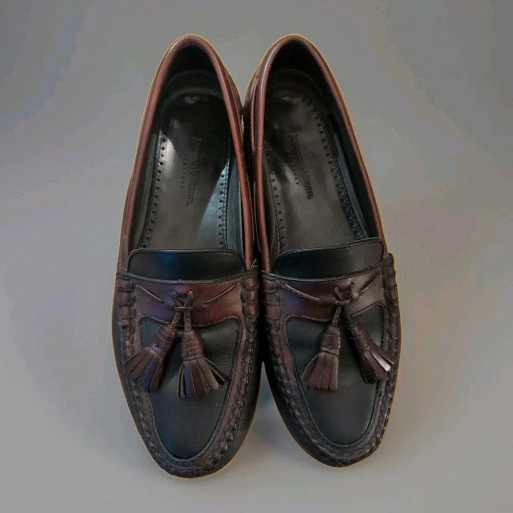 Johnston Murphy Passport Loafers Sz 11.5 Brown Black Tassel Kiltie Moc Mens Shoe